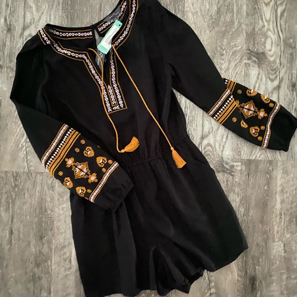 Market & Spruce Pants - Embroidered Boho Romper